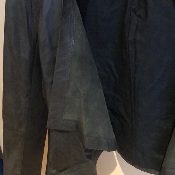 Trouve Navy Blue Waterfall Leather Jacket - Picture 4 of 7